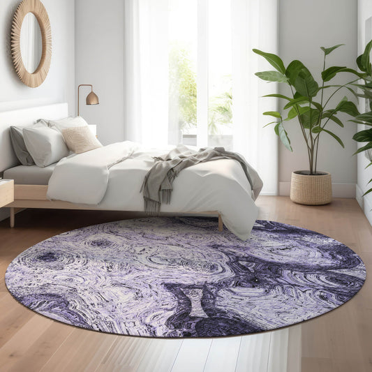 Addison Rugs Mayfield AMF579PP 8 x 8 (ft) Loomed Purple Round Indoor Geometric Machine washable Pet Friendly Area rug