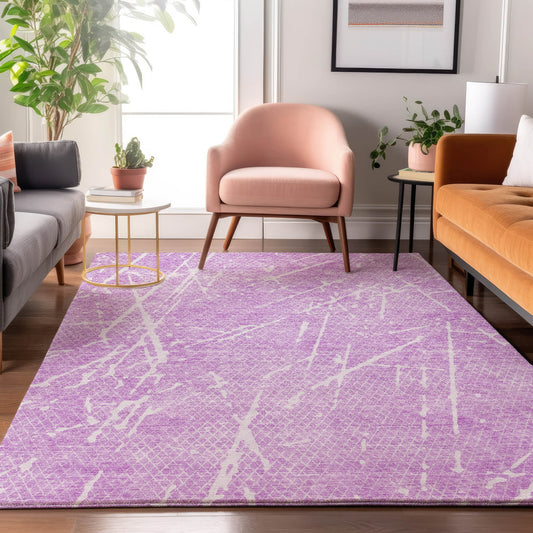 Addison Rugs Mayfield AMF628LL 8 x 10 (ft) Loomed Lilac Rectangular Indoor Geometric Machine washable Pet Friendly Area rug