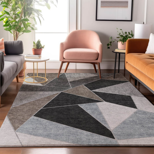 Addison Rugs Mayfield AMF636CH 8 x 10 (ft) Loomed Chocolate Rectangular Indoor Geometric Machine washable Pet Friendly Area rug