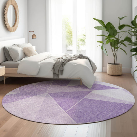 Addison Rugs Mayfield AMF636LL 8 x 8 (ft) Loomed Lilac Round Indoor Geometric Machine washable Pet Friendly Area rug