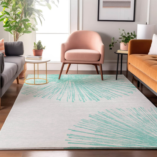Addison Rugs Mayfield AMF642TE 8 x 10 (ft) Loomed Teal Rectangular Indoor Geometric Machine washable Pet Friendly Area rug