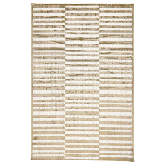 Obeetee Sahara 6 x 9 (ft) Loomed Green Rectangular Indoor Stripe Pet Friendly Area rug