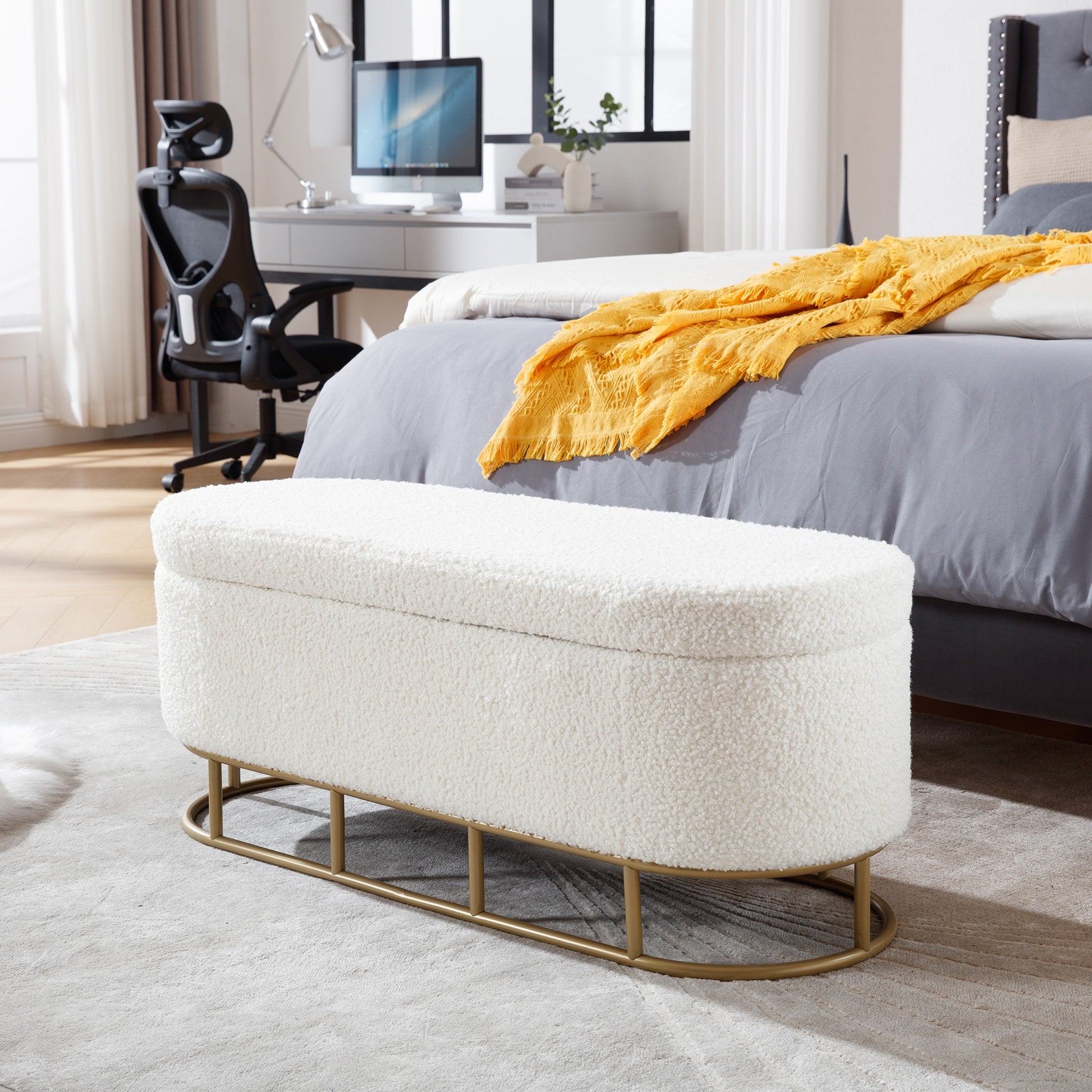 Lycvki Casual Grey Storage Bench with Storage 51.2-in x 19.5-in x 20.2-in