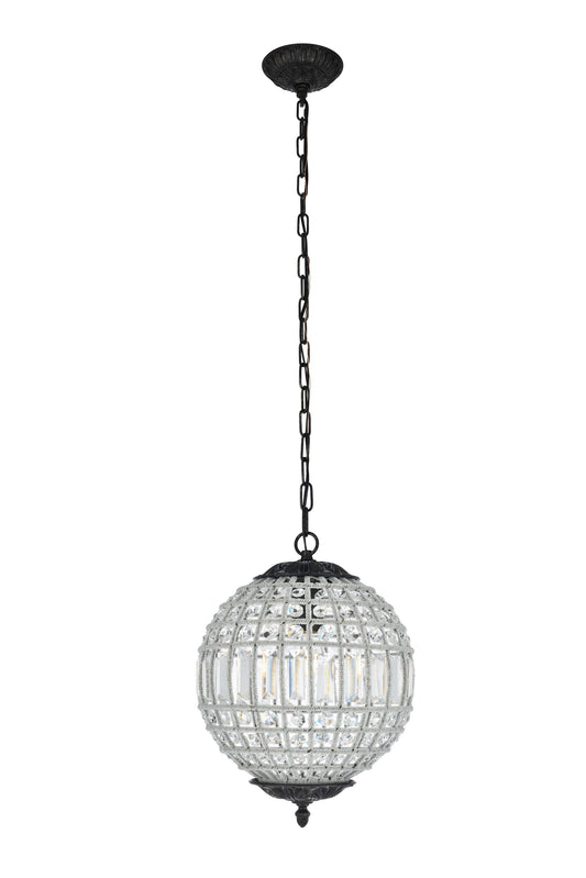 Elegant Decor Home Furnishing 1 -Light Dark Bronze Transitional Globe Small Hanging Pendant light