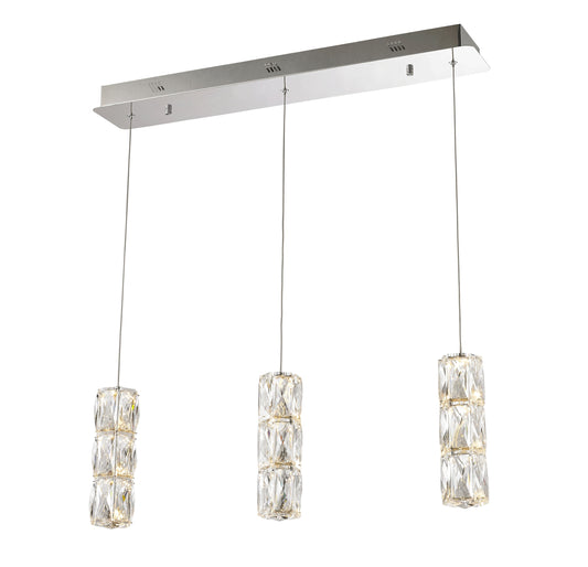 Elegant Decor Home Furnishing 3 -Light Chrome Modern/contemporary Linear Integrated LED Large Hanging Pendant light
