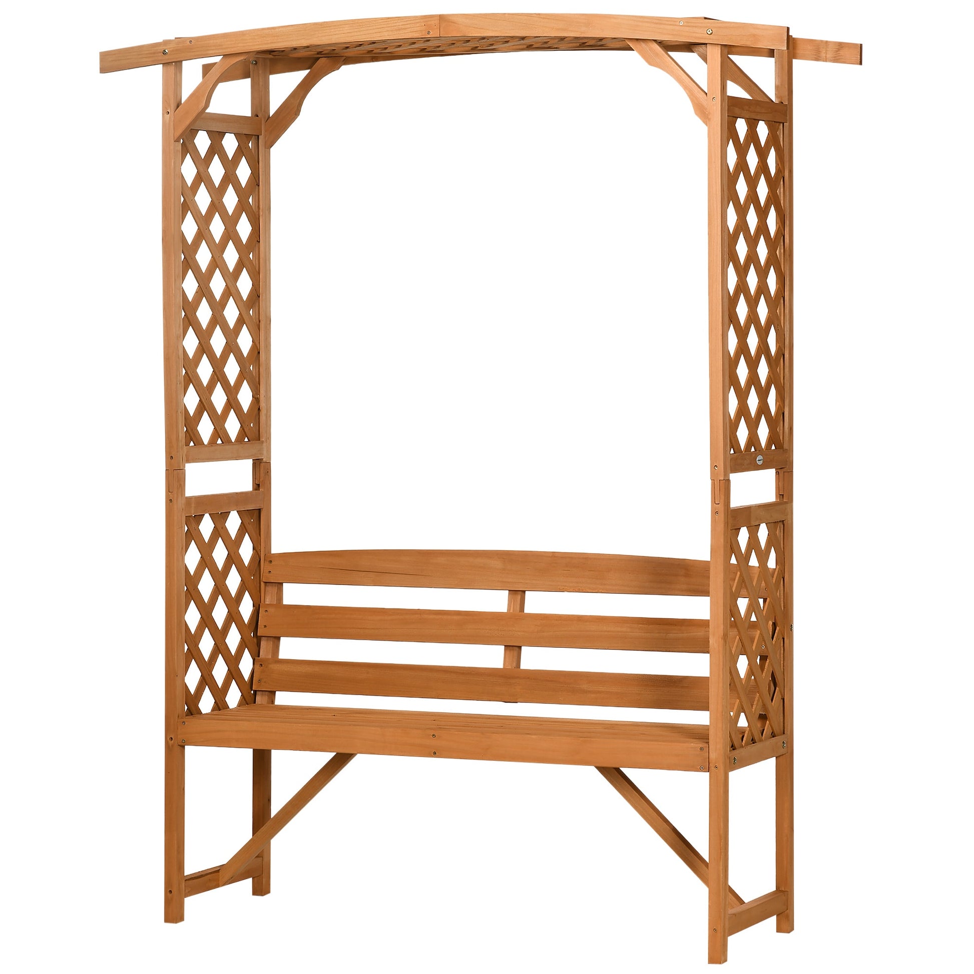 Maocao Hoom Patio Garden Bench Arbor Arch 5.25-ft W x 6.5-ft H Arched Brown Douglas fir Garden Arbor