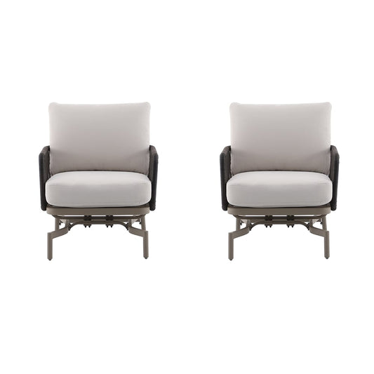 Origin 21 Lincoln Point Set of 2 Woven Tan Steel Frame Conversation Chair with Cream Cushioned Seat