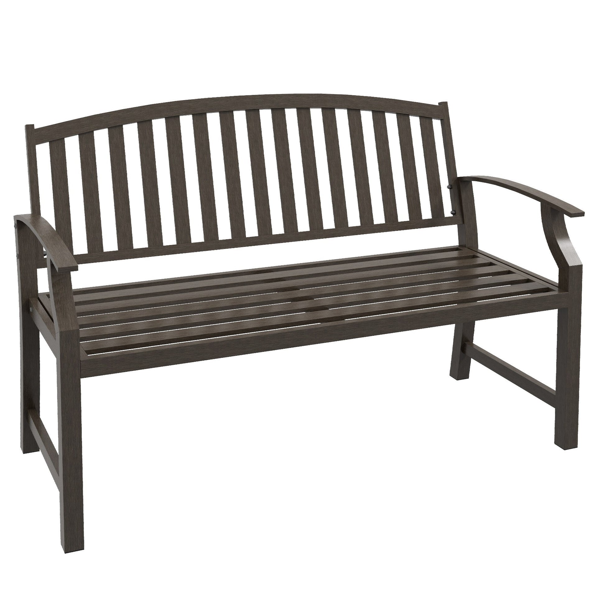 Miki Shinly Outdoor Patio Benches 50-in W x 33-in H Brown Steel Garden Bench