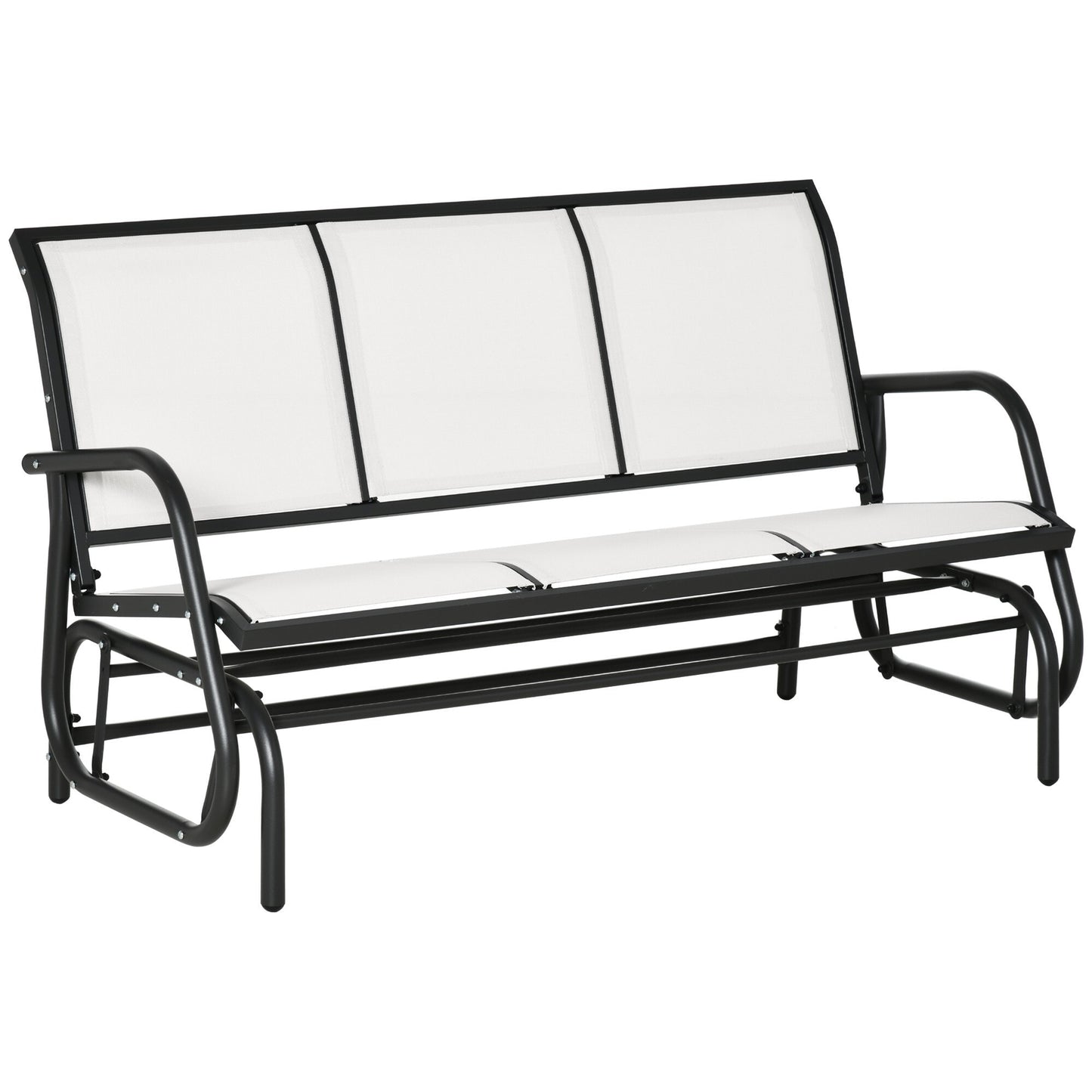 Miki Shinly Outdoor Patio Benches 57.9-in W x 33.5-in H White Steel Glider Bench