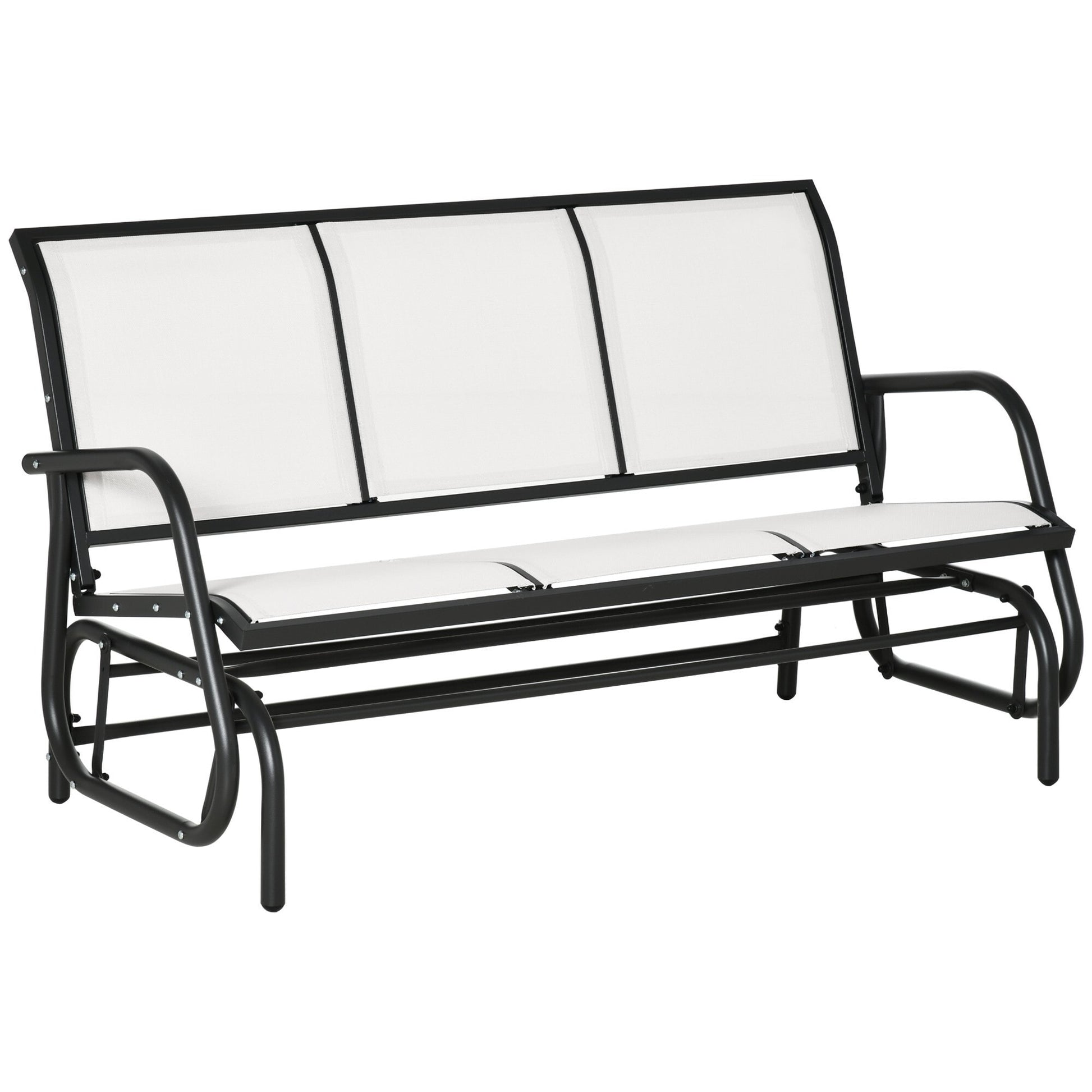 Miki Shinly Outdoor Patio Benches 57.9-in W x 33.5-in H White Steel Glider Bench