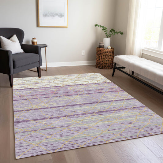Addison Rugs Chantille ACN1025PP 8 x 10 (ft) Purple Rectangular Indoor/Outdoor Geometric Machine washable Pet Friendly Area rug