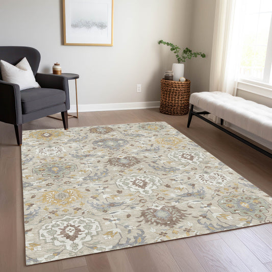 Addison Rugs Chantille ACN1026BG 10 x 14 (ft) Beige Rectangular Indoor/Outdoor Geometric Machine washable Pet Friendly Area rug