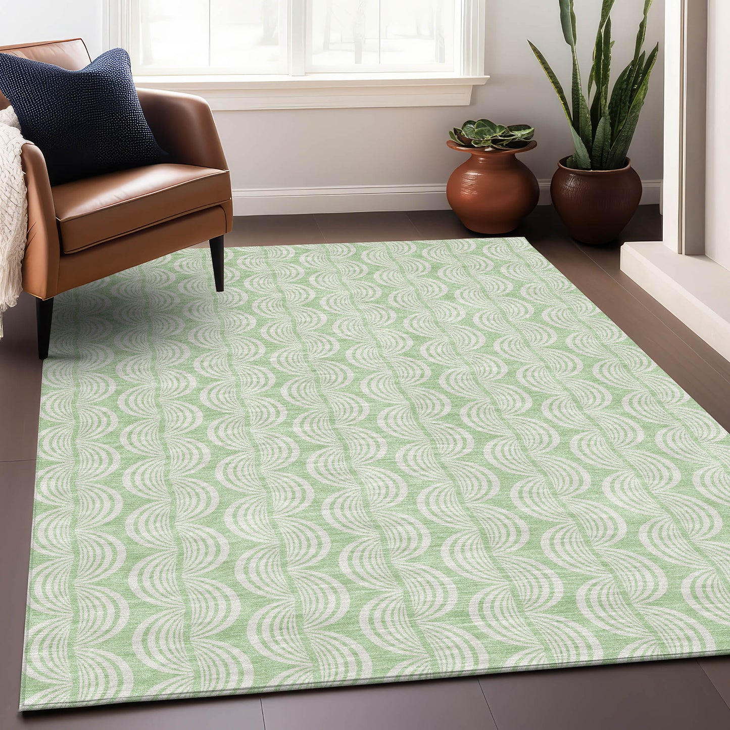 Addison Rugs Chantille ACN1056MZ 9 x 12 (ft) Mint Rectangular Indoor/Outdoor Geometric Machine washable Pet Friendly Area rug