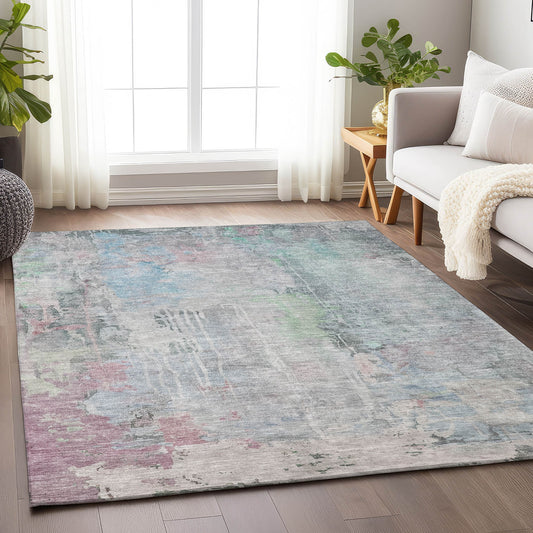 Addison Rugs Chantille ACN1233BU 8 x 10 (ft) Blue Rectangular Indoor/Outdoor Geometric Machine washable Pet Friendly Area rug