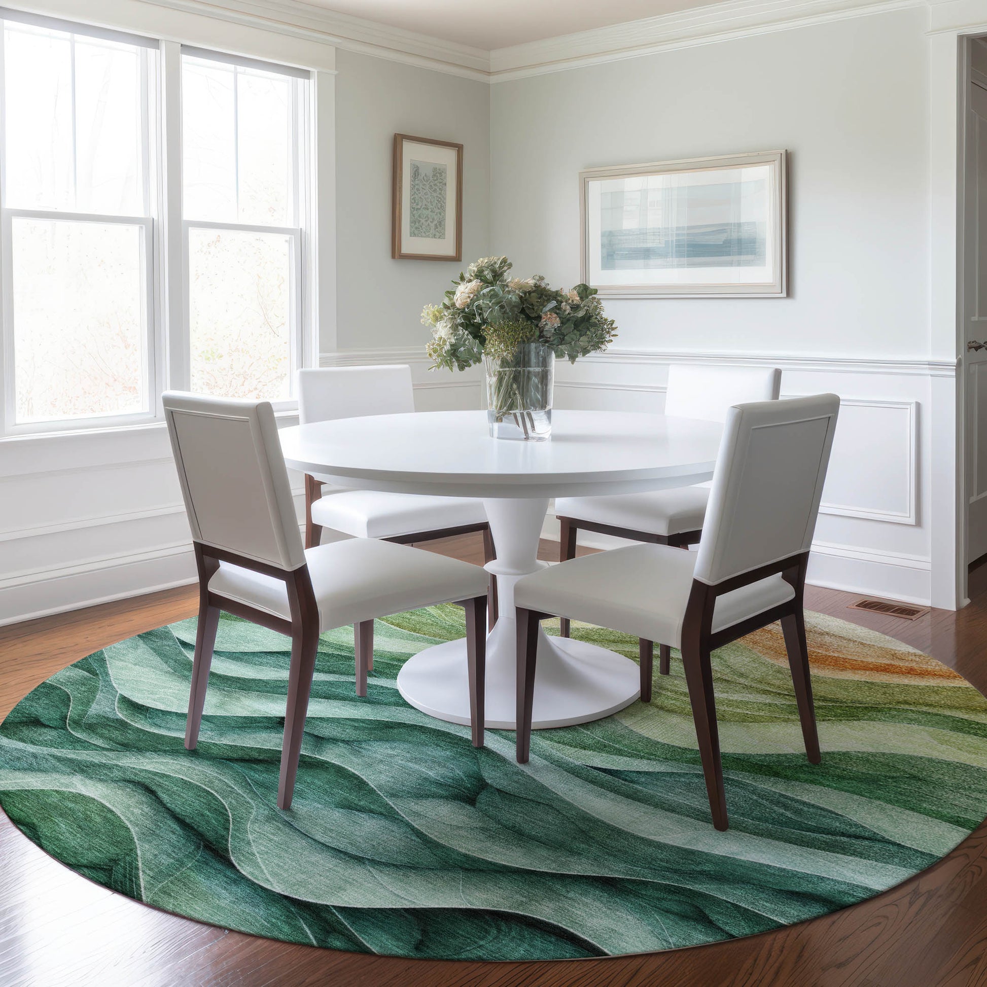 Addison Rugs Chantille ACN1242TE 8 x 8 (ft) Teal Round Indoor/Outdoor Geometric Machine washable Pet Friendly Area rug