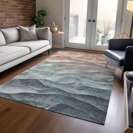 Addison Rugs Chantille ACN1618TE 8 x 10 (ft) Teal Rectangular Indoor/Outdoor Geometric Machine washable Pet Friendly Area rug