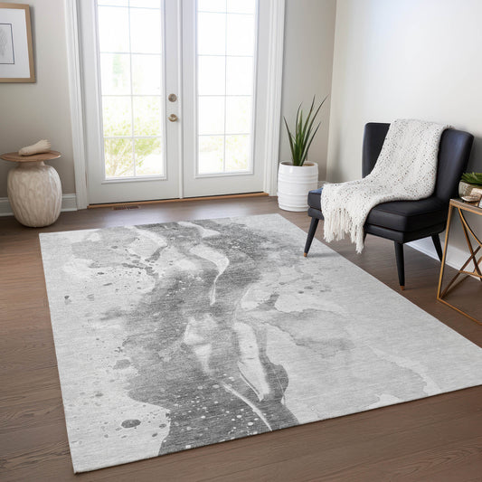 Addison Rugs Chantille ACN1525GY 8 x 10 (ft) Gray Rectangular Indoor/Outdoor Geometric Machine washable Pet Friendly Area rug
