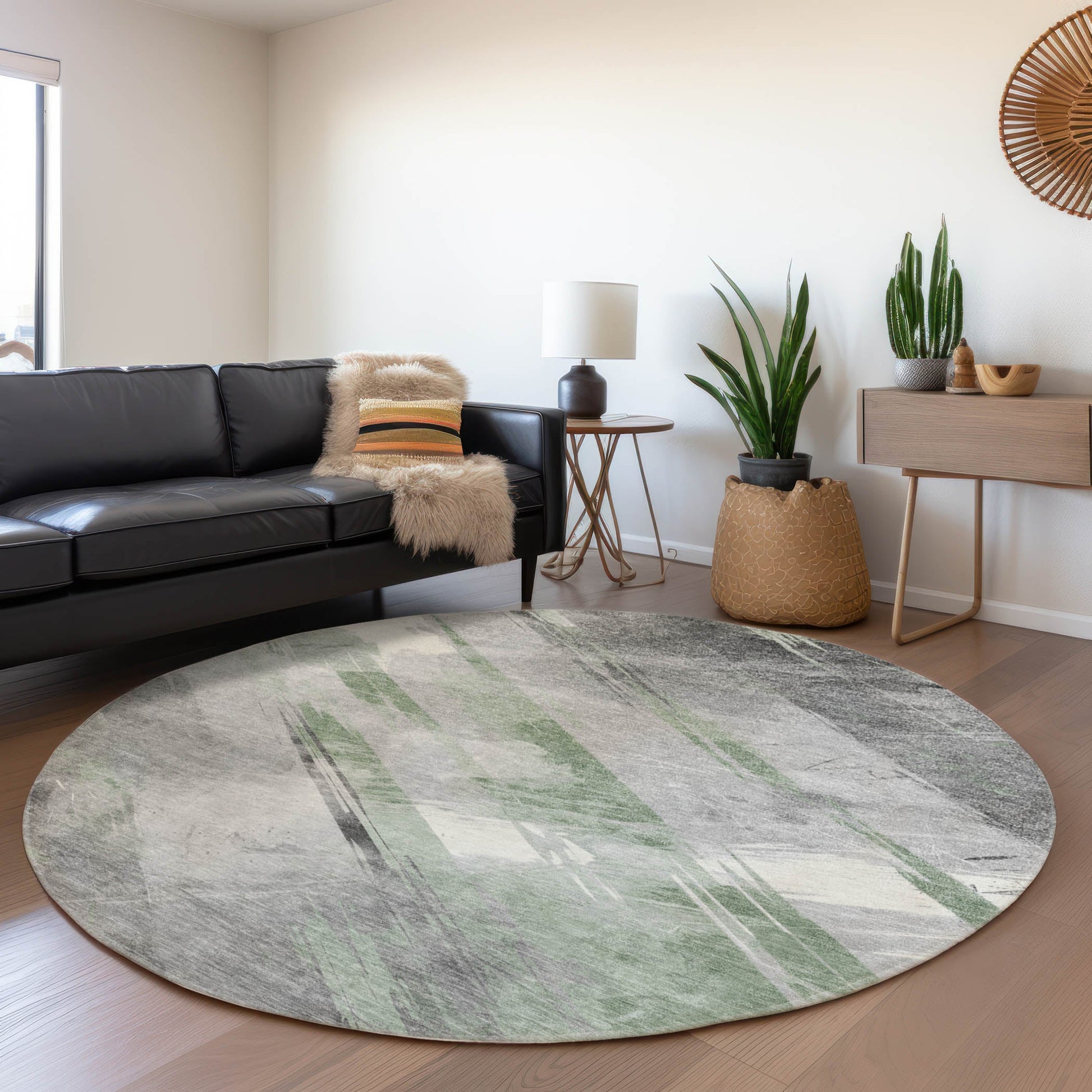 Addison Rugs Chantille ACN1535AL 8 x 8 (ft) Aloe Round Indoor/Outdoor Geometric Machine washable Pet Friendly Area rug