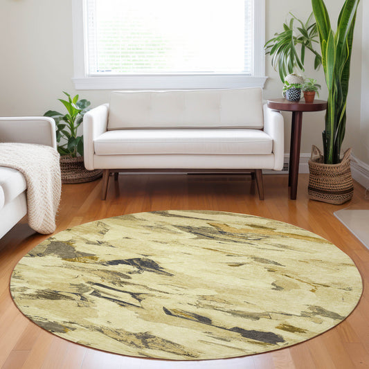 Addison Rugs Chantille ACN1347GO 8 x 8 (ft) Gold Round Indoor/Outdoor Geometric Machine washable Pet Friendly Area rug