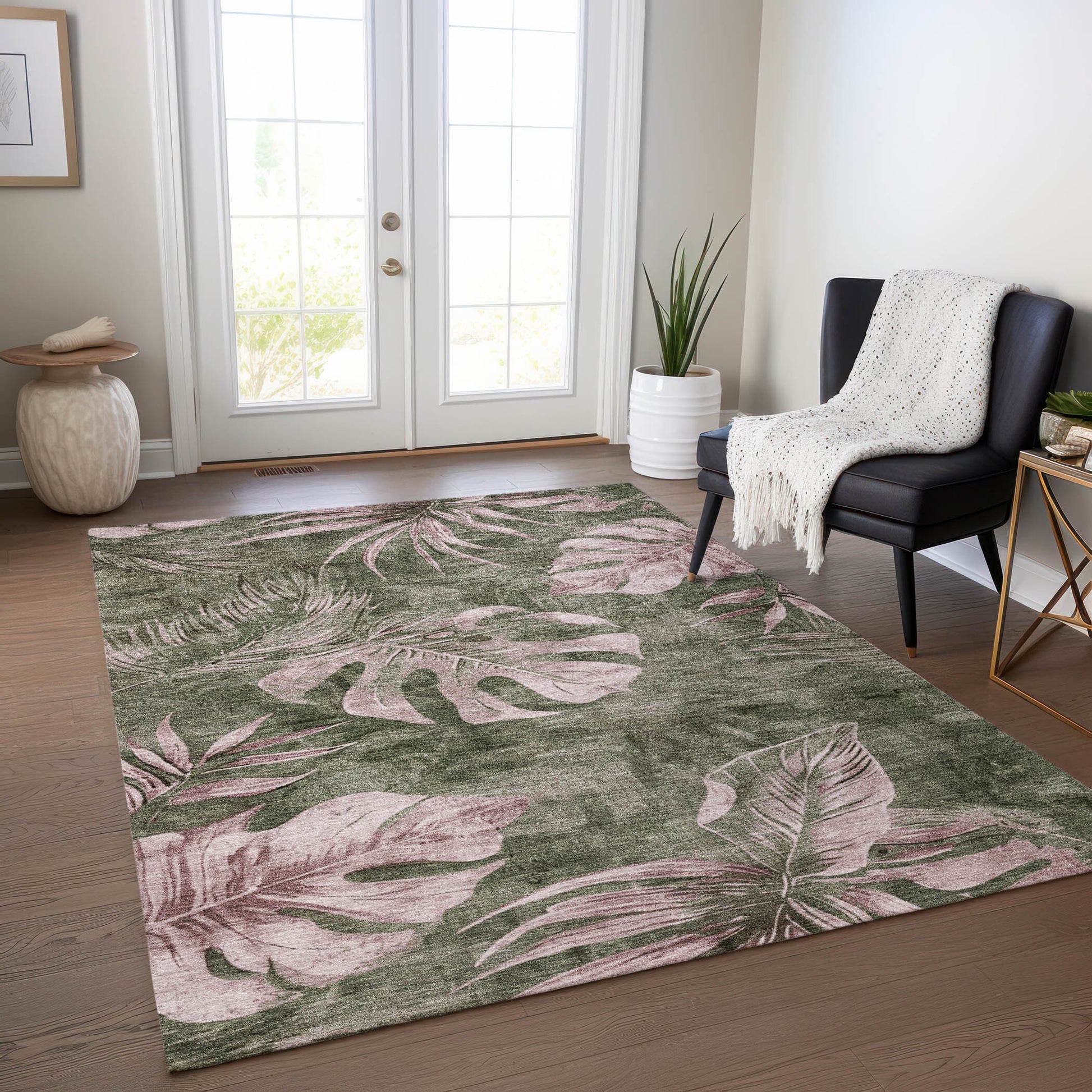 Addison Rugs Chantille ACN1887OL 9 x 12 (ft) Loomed Olive Rectangular Indoor/Outdoor Geometric Machine washable Pet Friendly Area rug