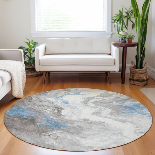 Addison Rugs Chantille ACN1841TP 8 x 8 (ft) Loomed Taupe Round Indoor/Outdoor Geometric Machine washable Pet Friendly Area rug
