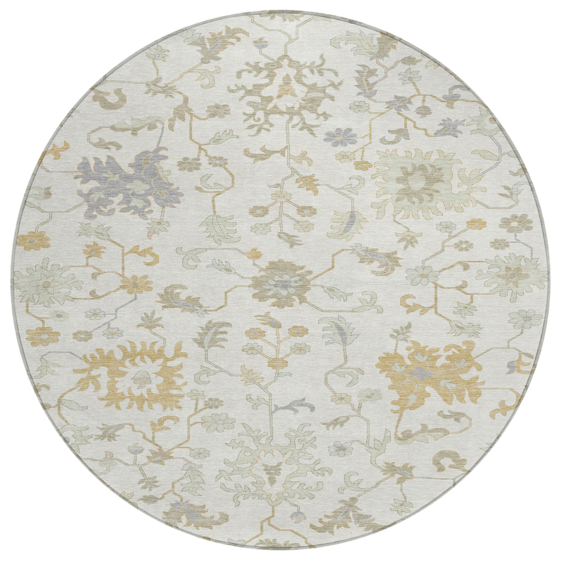 Addison Rugs Chantille ACN1854IV 8 x 8 (ft) Loomed Ivory Round Indoor/Outdoor Geometric Machine washable Pet Friendly Area rug