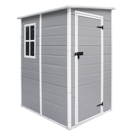 Winado 4-ft x 4-ft Outdoor Storage Shed Gray Gambrel Resin Storage Shed (Floor Included)