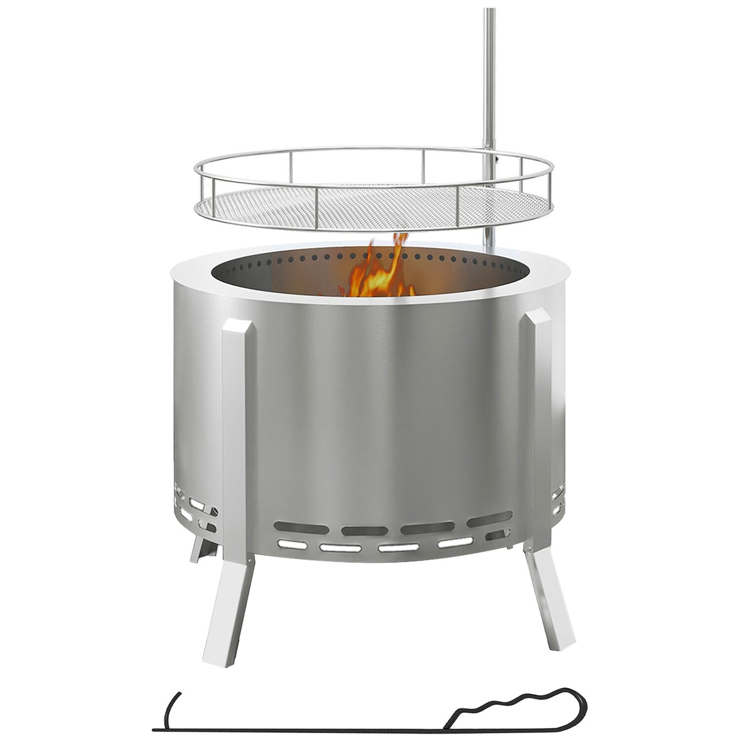 GZMR 19-in W Stainless steel Round Portable Wood-Burning Fire Pit