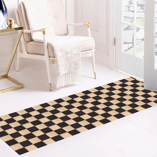 Playa Rug 2 x 37 (ft) Check-Black Rectangular Indoor/Outdoor Geometric Pet Friendly Runner rug