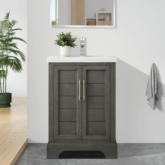 Vanity Art Vannes 24-in Silver Grey Undermount Single Sink Bathroom Vanity with White Ceramic Top