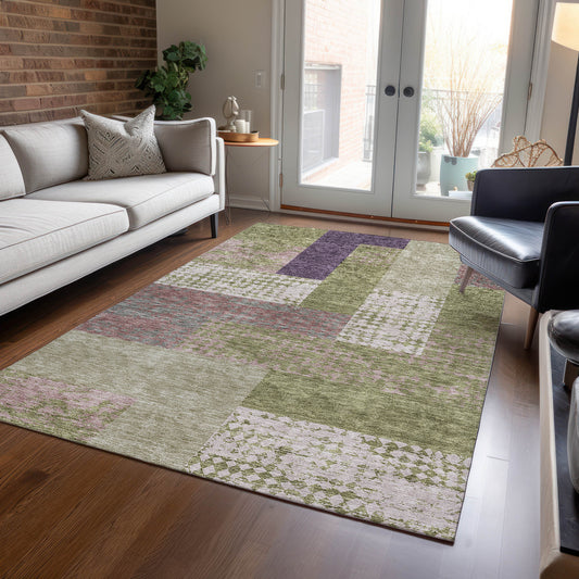 Addison Rugs Chantille ACN941GE 8 x 10 (ft) Loomed Green Rectangular Indoor/Outdoor Machine washable Pet Friendly Area rug