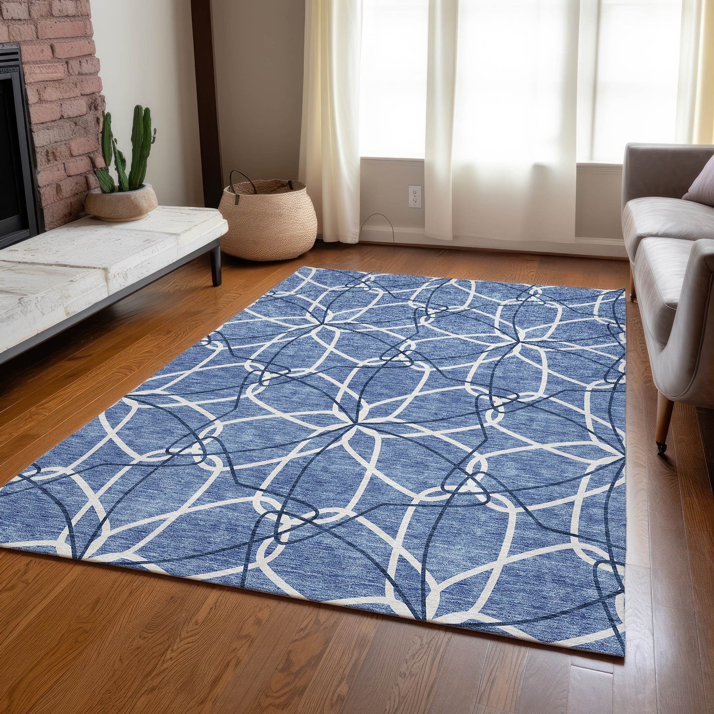 Addison Rugs Chantille ACN950DN 8 x 10 (ft) Loomed Denim Rectangular Indoor/Outdoor Machine washable Pet Friendly Area rug