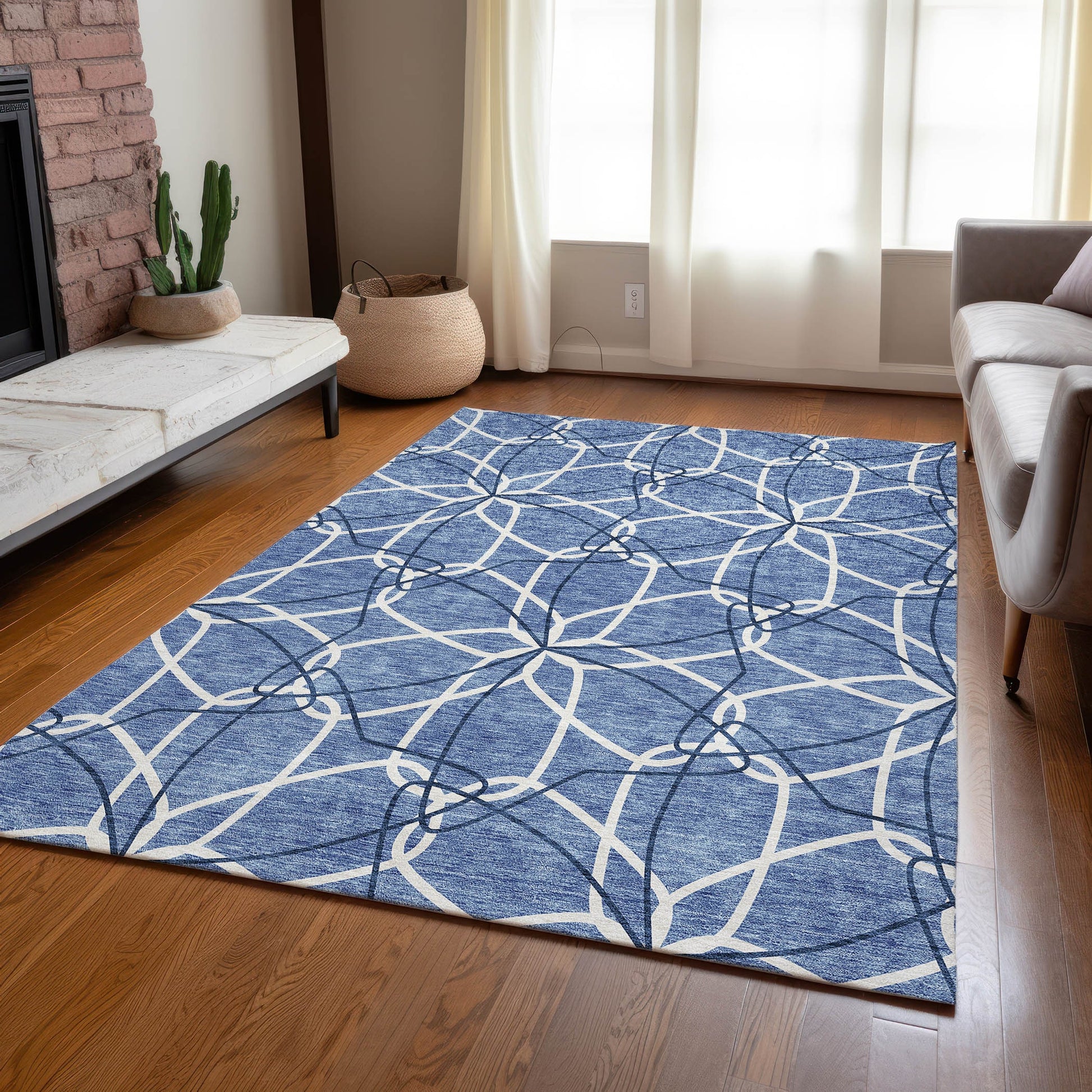 Addison Rugs Chantille ACN950DN 8 x 10 (ft) Loomed Denim Rectangular Indoor/Outdoor Machine washable Pet Friendly Area rug