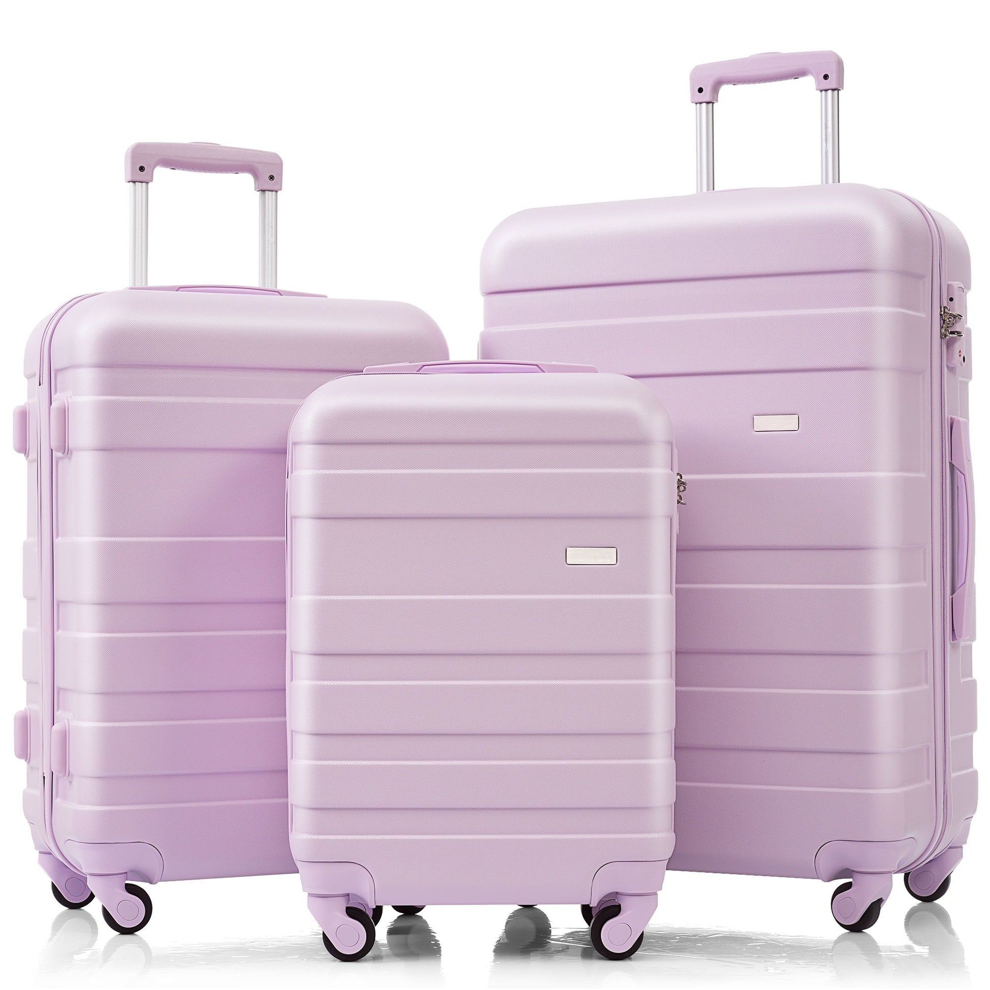Bybafun 25.5x18.5x11.6IN Purple Plastic Hardshell Suitcase set 3 -Bag