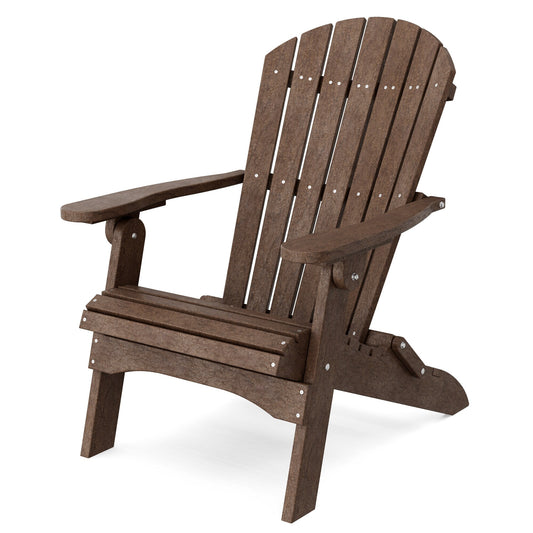 Wildridge Heritage Folding Tudor Brown HDPE Frame Stationary Adirondack Chair with Slat Seat