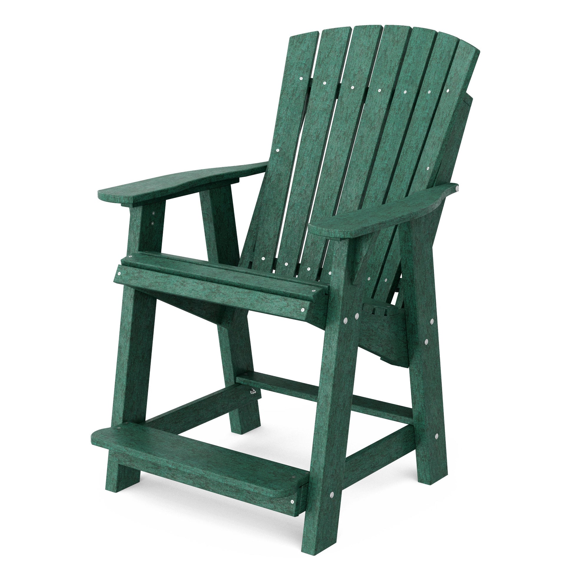 Wildridge Heritage High Turf Green HDPE Frame Stationary Adirondack Chair with Slat Seat