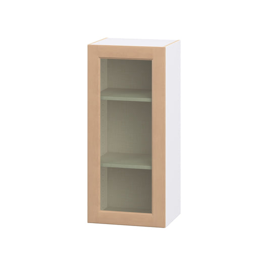 Hugo&Borg Raleigh 18-in W x 40-in H x 14.75-in D Sugar Cookie Wall Fully assembled Cabinet (Flat Panel Glass)