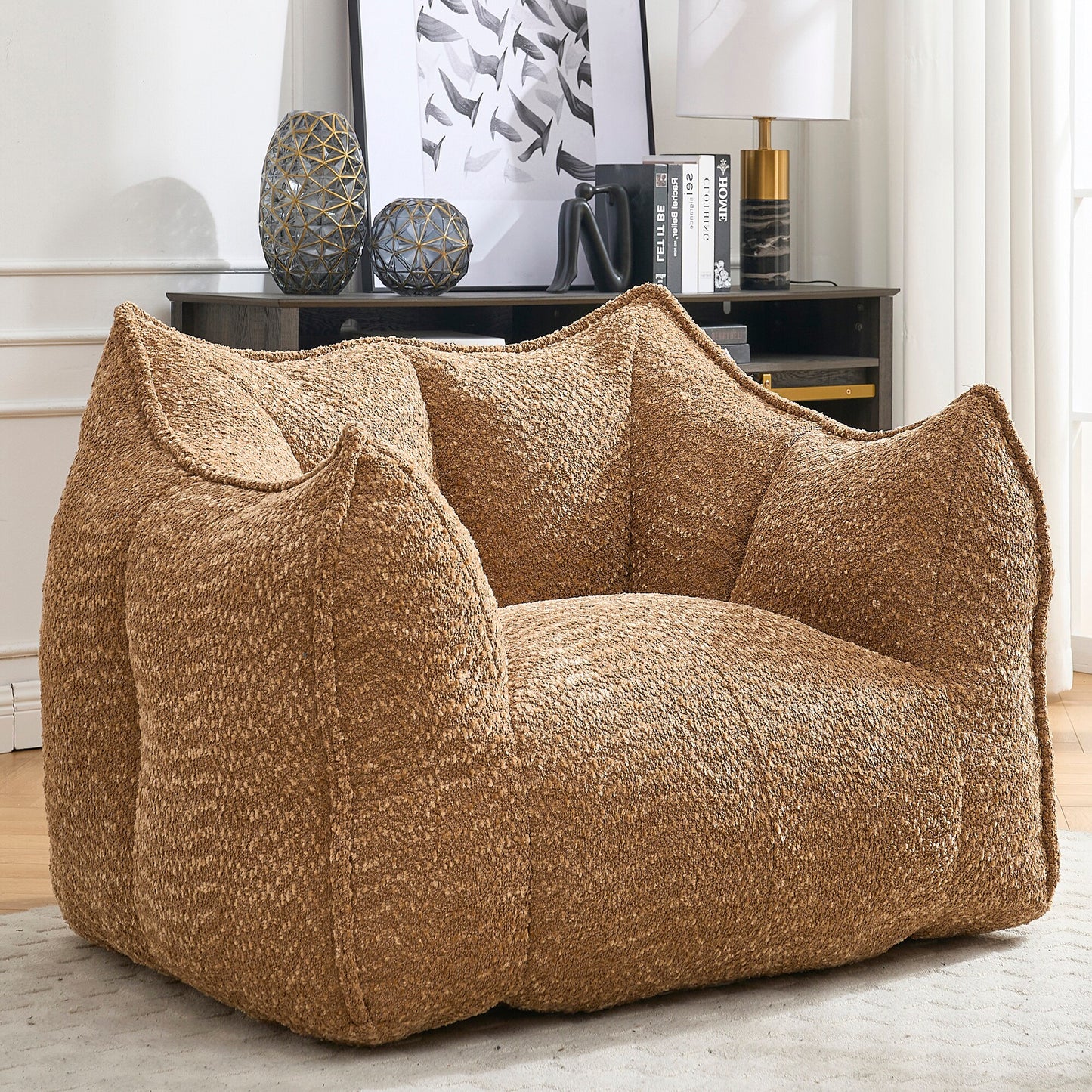 Hrinhom Casual COFFEE Chenille Accent Chair