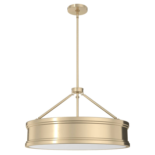 Hunter Capshaw 6 -Light Alturas Gold Traditional Frosted glass Drum Large Hanging Kitchen island light 5281658