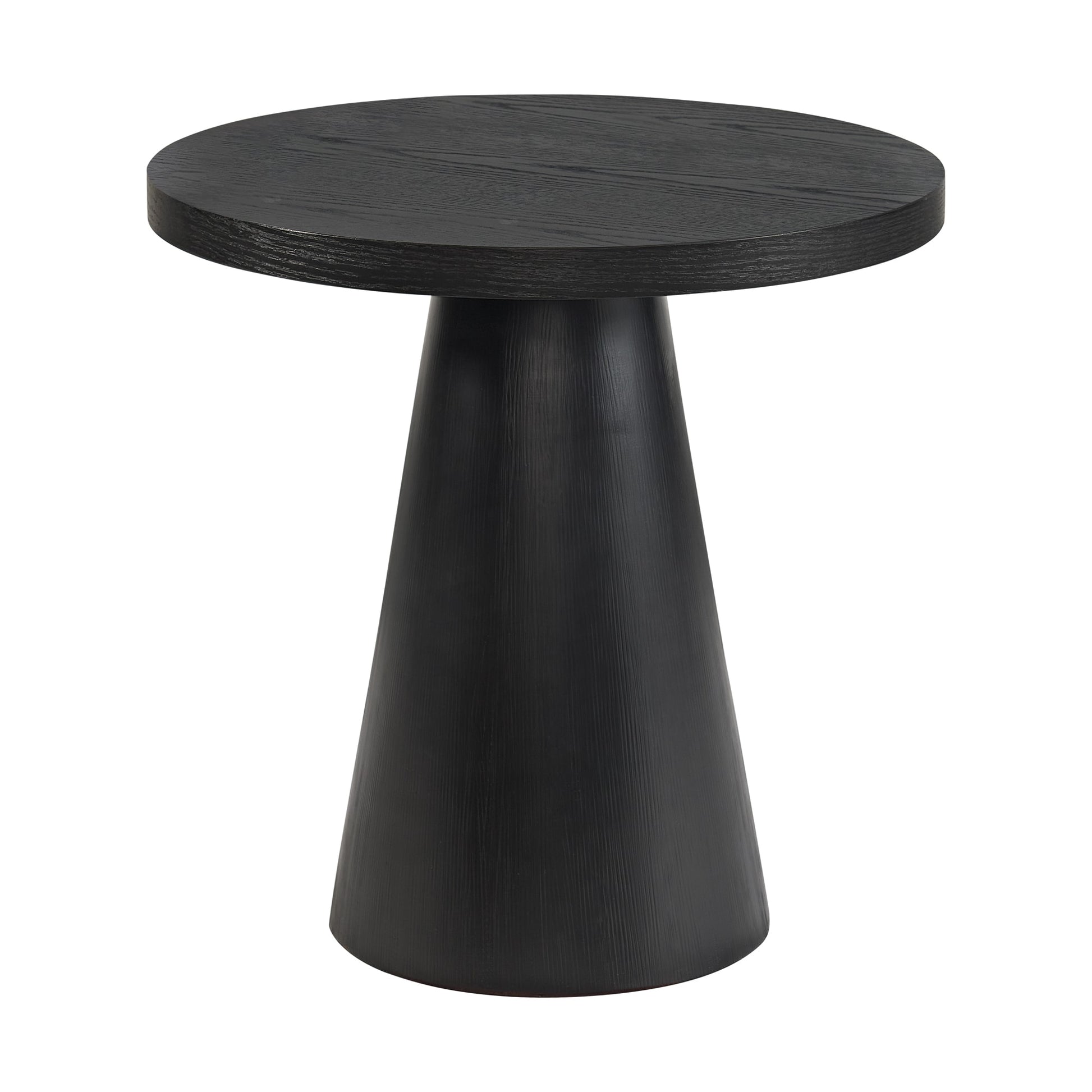 Picket House Furnishings Canal 22-in W x 22-in H Black Wood veneer Round Scandinavian End Table Assembly Required