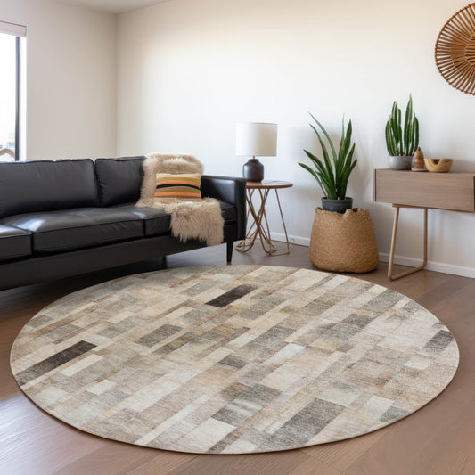 Addison Rugs Chantille ACN1630TP 8 x 8 (ft) Loomed Taupe Round Indoor/Outdoor Machine washable Pet Friendly Area rug
