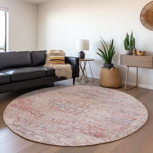 Addison Rugs Chantille ACN1636TR 8 x 8 (ft) Loomed Terracotta Round Indoor/Outdoor Machine washable Pet Friendly Area rug