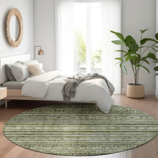 Addison Rugs Chantille ACN1644OL 8 x 8 (ft) Loomed Olive Round Indoor/Outdoor Machine washable Pet Friendly Area rug