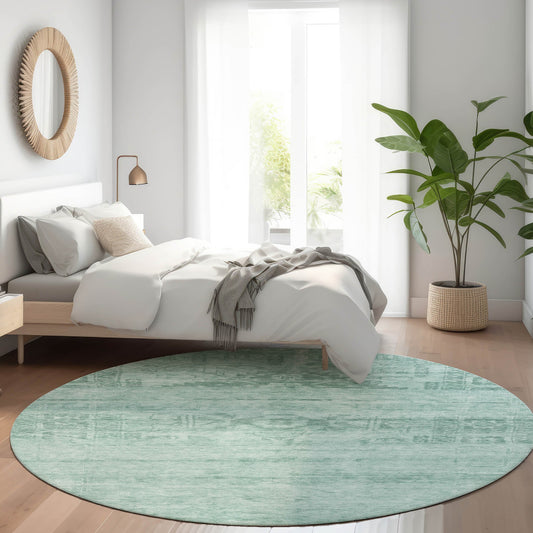 Addison Rugs Chantille ACN1647AQ 8 x 8 (ft) Loomed Aqua Round Indoor/Outdoor Machine washable Pet Friendly Area rug