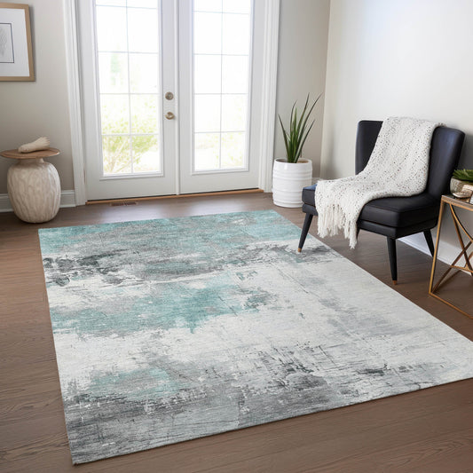 Addison Rugs Chantille ACN1685TE 8 x 10 (ft) Loomed Teal Rectangular Indoor/Outdoor Machine washable Pet Friendly Area rug