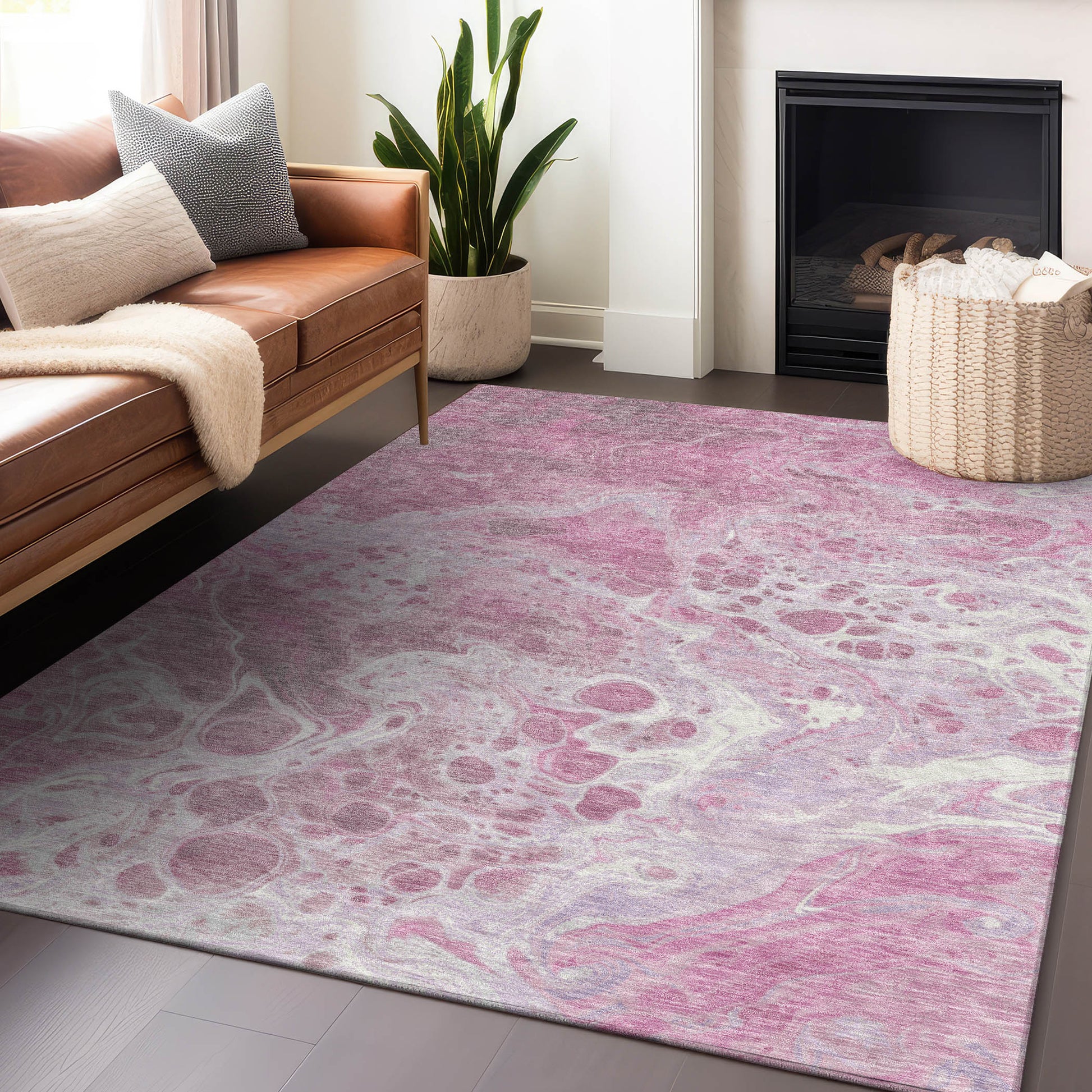 Addison Rugs Chantille ACN1705PI 8 x 10 (ft) Loomed Pink Rectangular Indoor/Outdoor Machine washable Pet Friendly Area rug