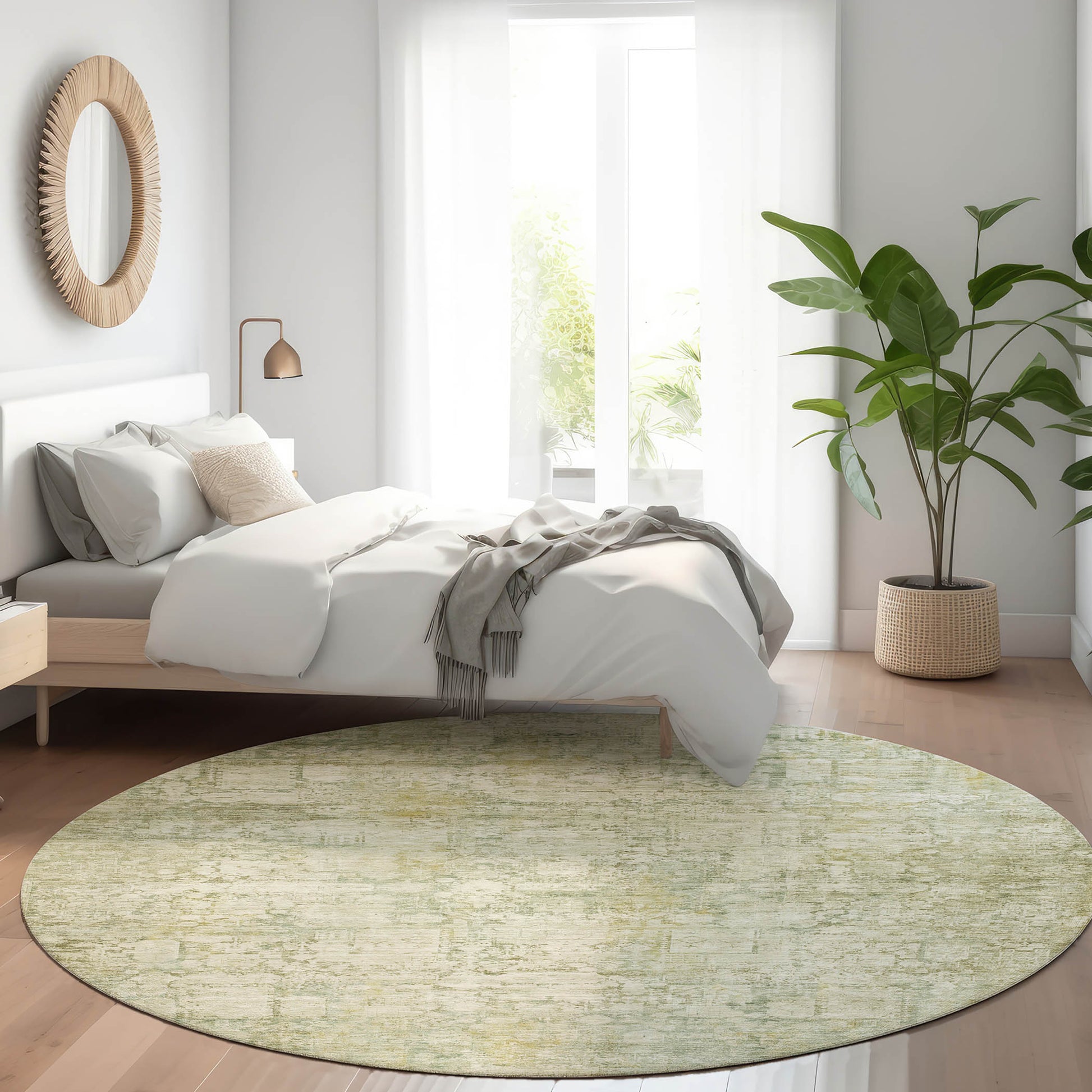 Addison Rugs Chantille ACN1764BG 8 x 8 (ft) Loomed Beige Round Indoor/Outdoor Machine washable Pet Friendly Area rug