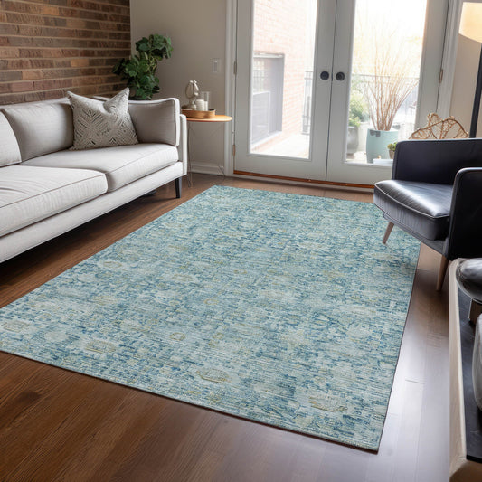 Addison Rugs Chantille ACN1774BU 9 x 12 (ft) Loomed Blue Rectangular Indoor/Outdoor Machine washable Pet Friendly Area rug