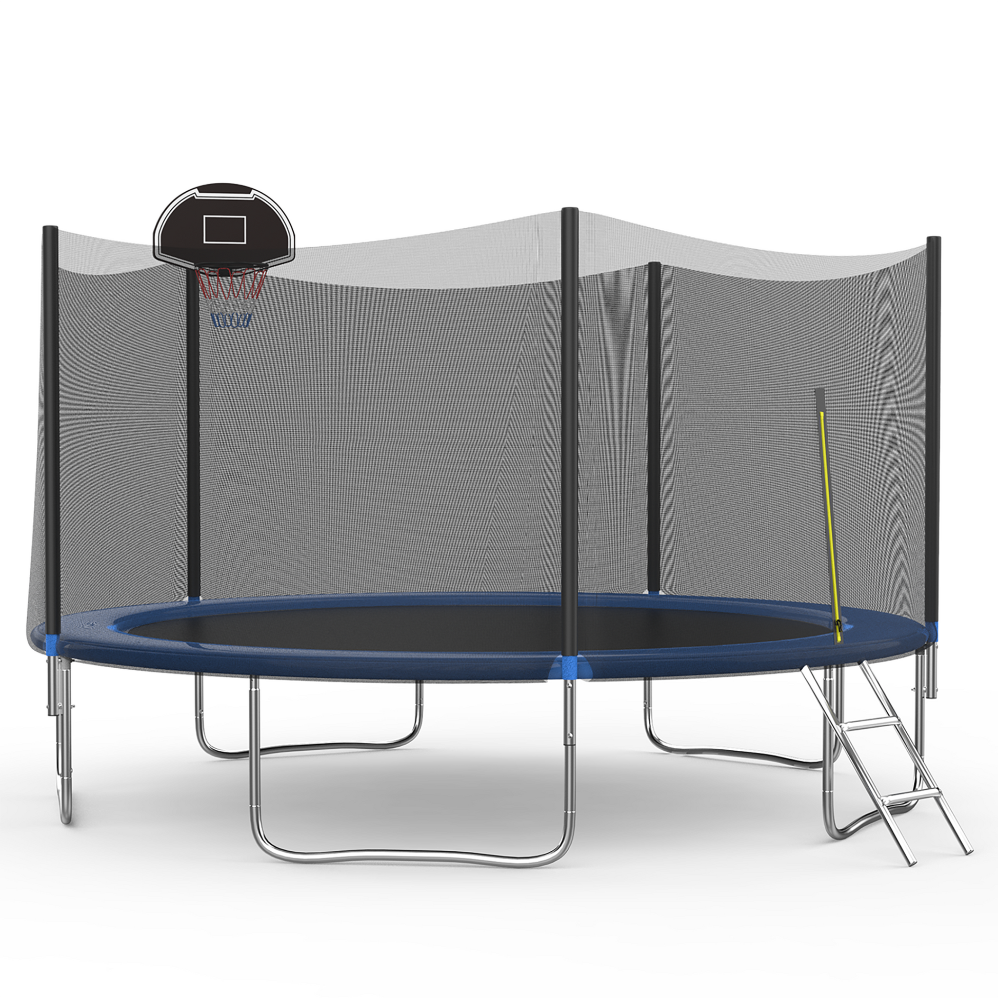 Fun Orange Outdoor Trampoline for Kids Adults 14-ft Round Backyard in Blue