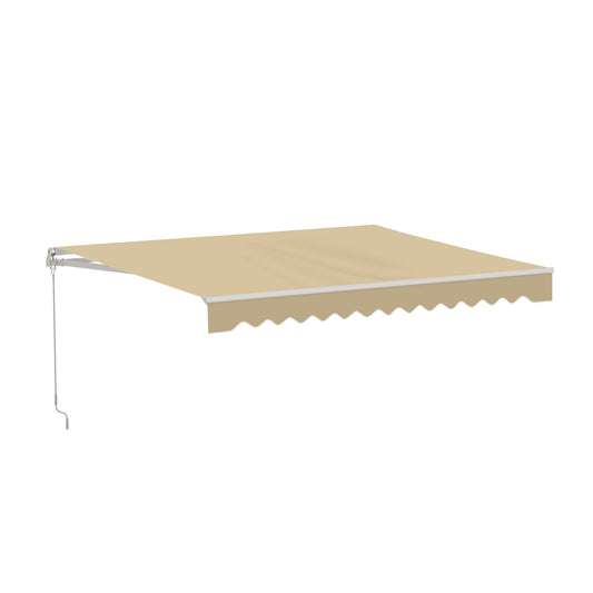 ALEKO 120-in Wide x 96-in Projection x 10-in Height Metal Sand Solid Manual Retractable Patio Awning